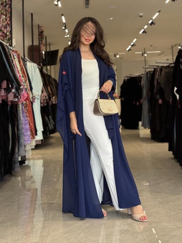 عباية D446 - شيفون كحلي