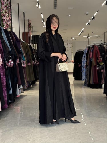 عباية D535-اسود بتطريز اسود