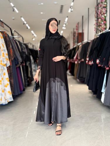 عباية D5034- بقماش ملكي مع قماش كريب احساس من تحت...