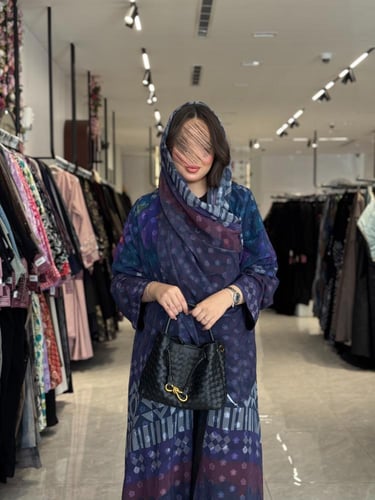 عباية D506- كحلي مورد بموف