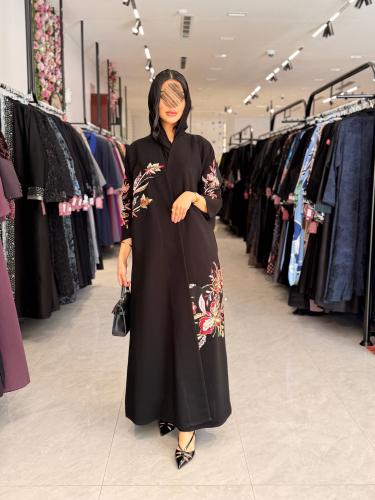 عباية D877 - بقماش سراميك بشك ملون قصة سترت