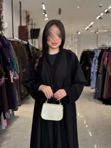 عباية D535-اسود بتطريز اسود