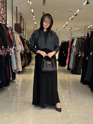 عباية D412 - اسود نقش كحلي