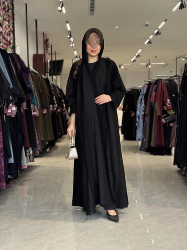 عباية D535-اسود بتطريز اسود