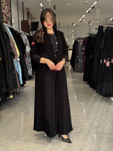 عباية D589 - اسود دانتيل