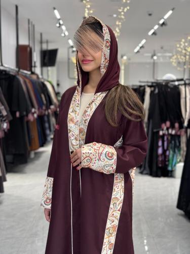 عباية D270-عنابي مطرز