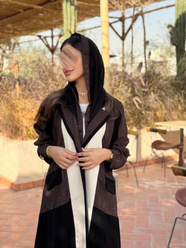 عباية D20-اسود مع بني