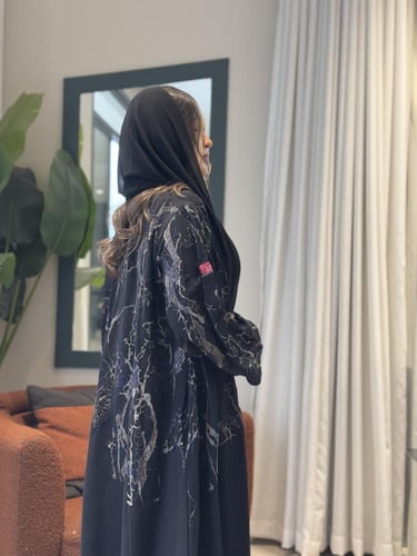 عباية D0117-اسود مطرز