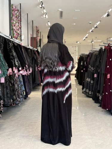 عباية D766 -قماش مخمل الوان مموجة -