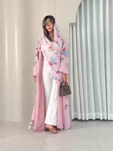 عباية D447 الهبة - وردي