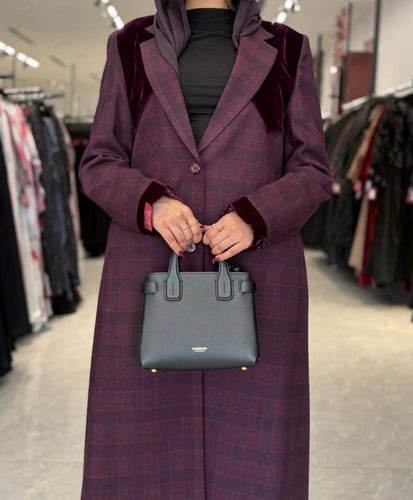 عباية D716- بليزر قماش جوخ كاروهات بتدخيلات مخمل -...