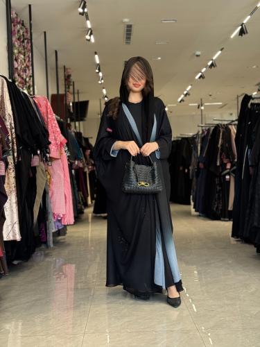 عباية D525 - شيفون مبطن سماوي