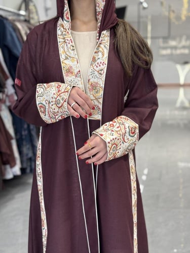 عباية D270-عنابي مطرز