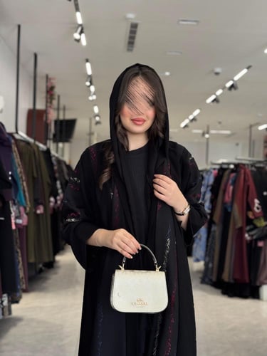 عباية D535- اسود مع تطريز 1