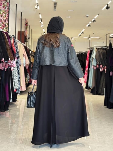 عباية D412 - اسود نقش اسود