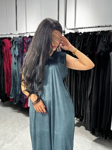 فستان قماش مخمل - رصاصي