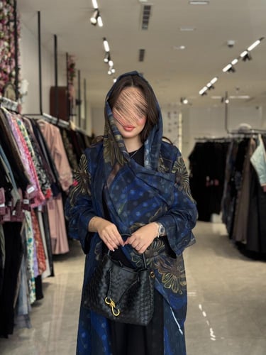 عباية D507- كحلي مورد بذهبي