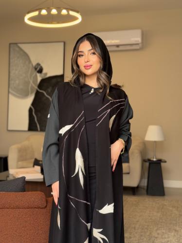 عباية D0114-اسود مطرز