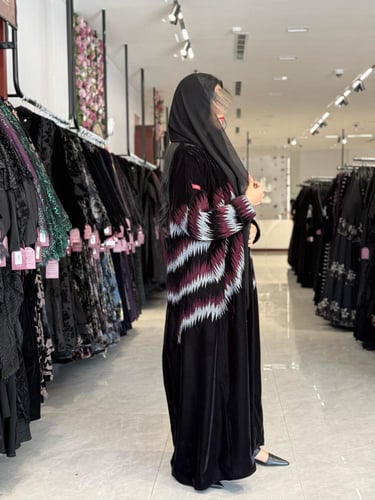 عباية D766 -قماش مخمل الوان مموجة -