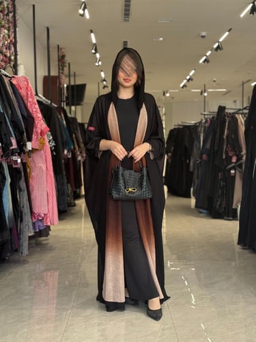 عباية D525 - شيفون مبطن بني