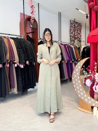 عباية D921 - بليزر بقماش كتان قصة ايه لاين - زيتي...