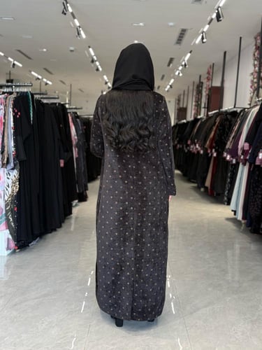 عباية D717-شتويه بليزر مخمل شامواه منقط ذهبي