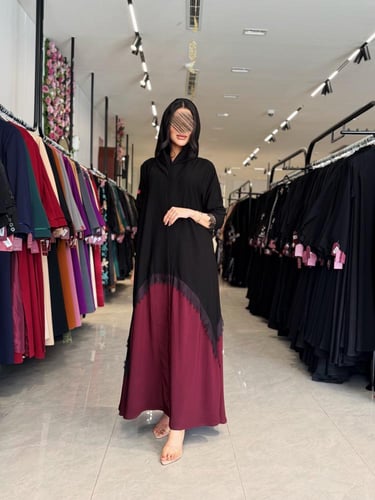 عباية D878 - بقماش رموش كوري بكلفة دانتل نص كلوش -...