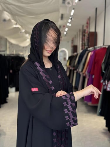 عباية D568-صيفيه قماش انترنت مطرز قصة دبل كلوش - ت...