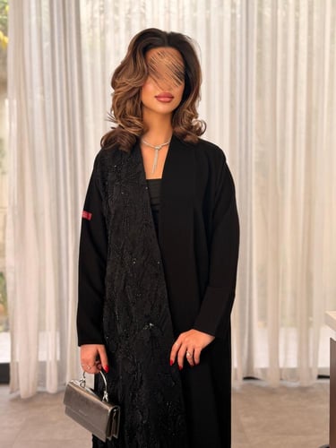 عباية D839 - بقماش سراميك بشك اسود