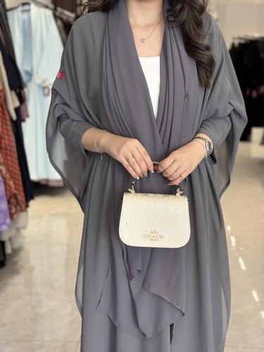 عباية D446 - شيفون رصاصي