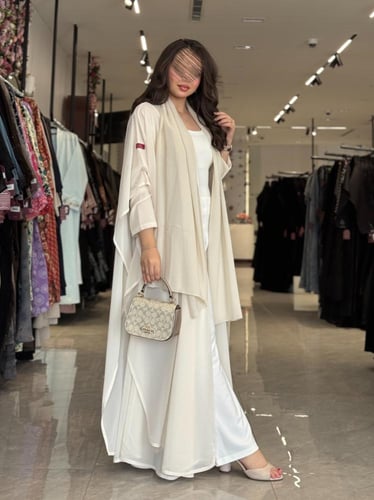 عباية D446 - شيفون بيج