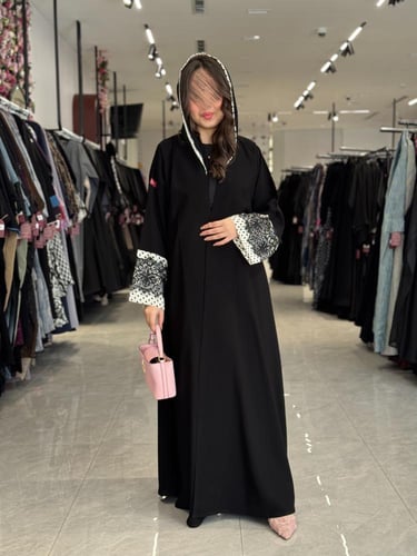 عباية D538 - اكمام دانتيل مبطنة