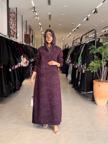 عباية D865 - بقماش جاكار بشك - موف