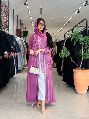 عباية D5055 - بقماش شيفون دبل فيس نص كلوش