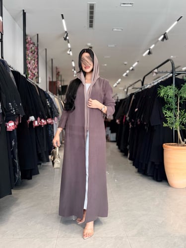 عبايه D5070 -بقماش حرير مغسول بني