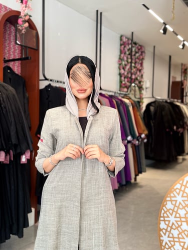 عباية D921 - بليزر بقماش كتان قصة ايه لاين - رملي