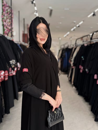 عباية D5000 - دبل كلوش بقماش كريب ملكي اكمام استرت...