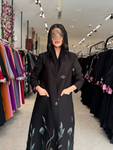 عباية D919 -بليزر بقماش كريب الابداع قصة اي لاين ب...