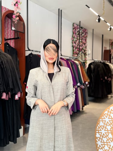 عباية D921 - بليزر بقماش كتان قصة ايه لاين - رملي