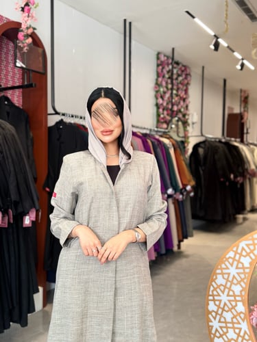 عباية D921 - بليزر بقماش كتان قصة ايه لاين - رملي