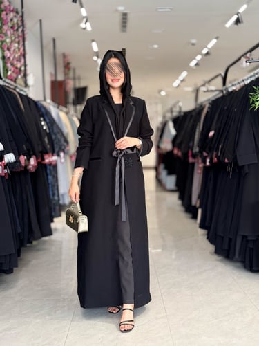 عبا يه D5071 -بقماش سراميك مبطن اسود