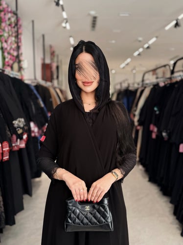 عباية D5000 - دبل كلوش بقماش كريب ملكي اكمام استرت...
