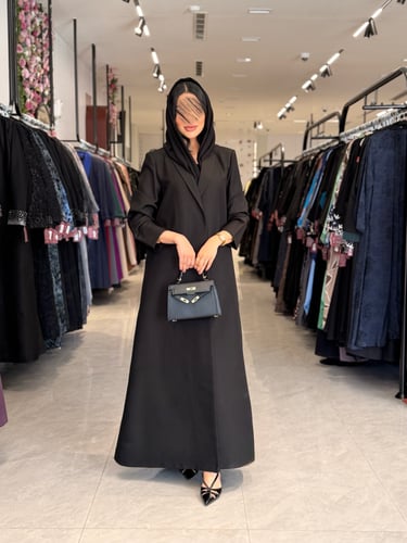 عباية D874 - بليزر بقماش كريب إيطالي صيفي بدون بطا...