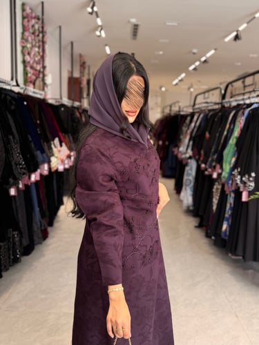 عباية D865 - بقماش جاكار بشك - موف