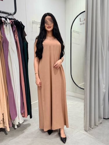 فستان D5028 - تحت العبايه بقماش لنن -