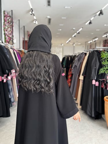 عباية D787 - بقماش ملكي دبل كلوش اسود