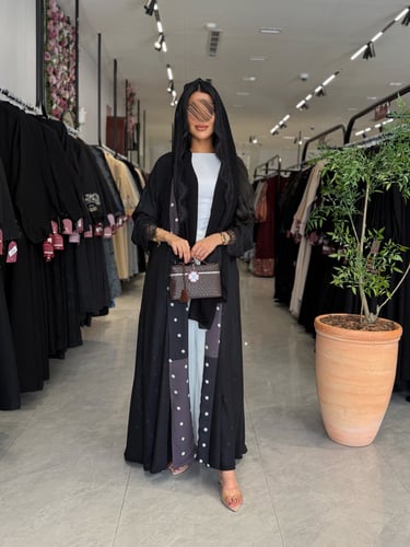 عباية D5039 - بقماش شيفون دبل فيس - بني