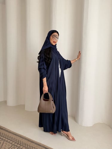 عبايه D5059 -قماش حرير ارمني دكتال كحلي