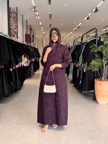 عباية D865 - بقماش جاكار بشك - موف