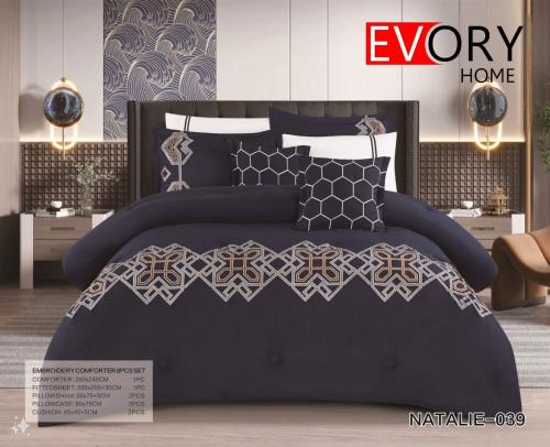 مفرش نتالي صيفي مطرز فاخر قياس نفرين 8 قطع